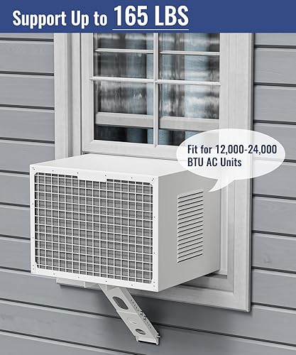 Miniatura 4 de LuckIn Soporte de aire acondicionado de ventana de CA, universal para unidades de CA de 12,000-24,000 BTU, hasta 165 libras, soporte de montaje de