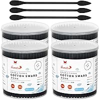 Vista 24 de Hisopos de algodón negro con punta de precisión, 400 unidades, brotes de algodón orgánico puntiagudo, doble cara, firmemente envueltos, punta