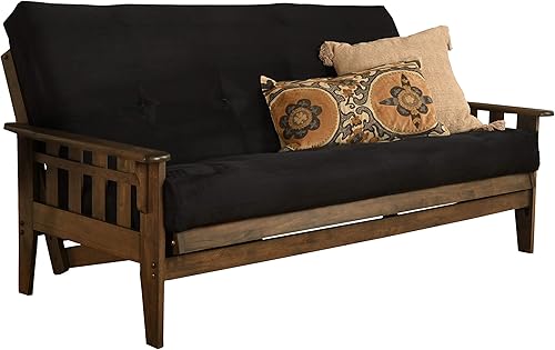 Miniatura 3 de Kodiak Furniture Tucson - Juego de futón de tamaño completo en acabado rústico de nogal, color negro gamuza Negro (Suede Black),Solo marco,Marmont