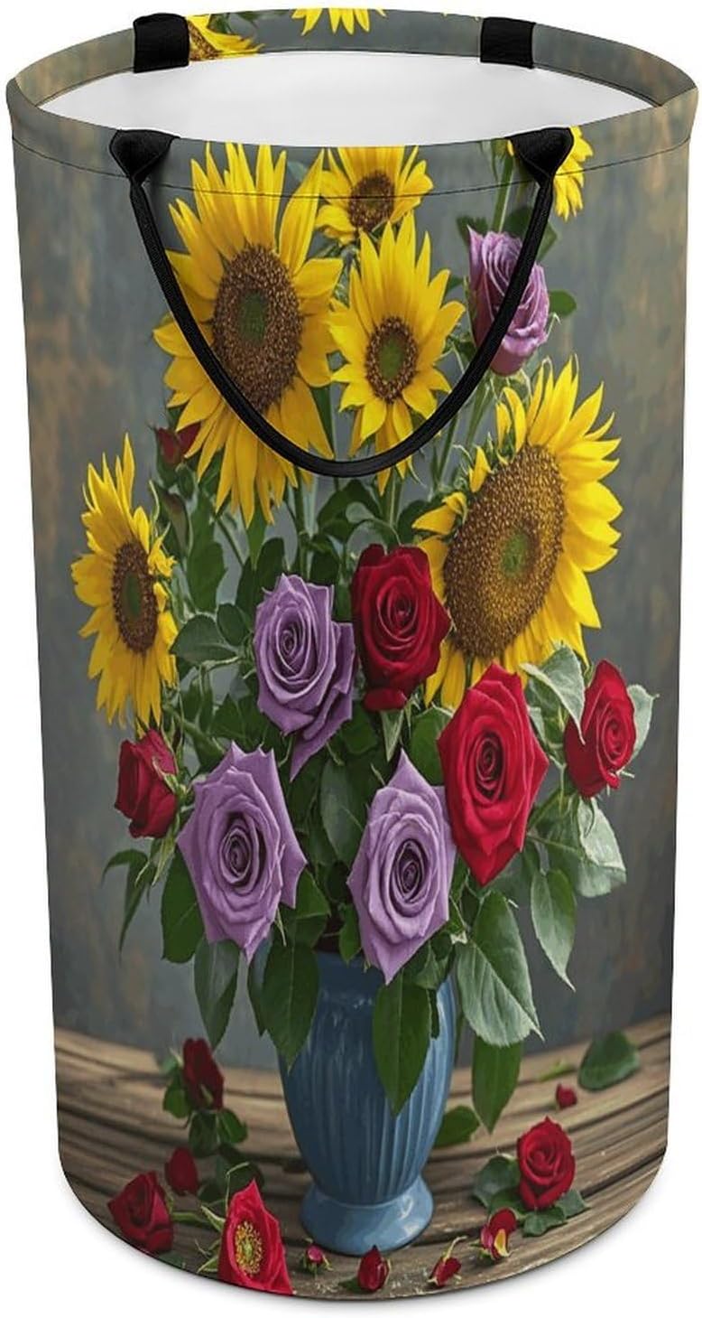 Farm Sunflower Laundry Hamper Large Collapsible Laundry Basket with Handles Waterproof Clothes Hamper Portable Dirty Clothes Basket for Bedroom Laundry Room Closet Bathroom