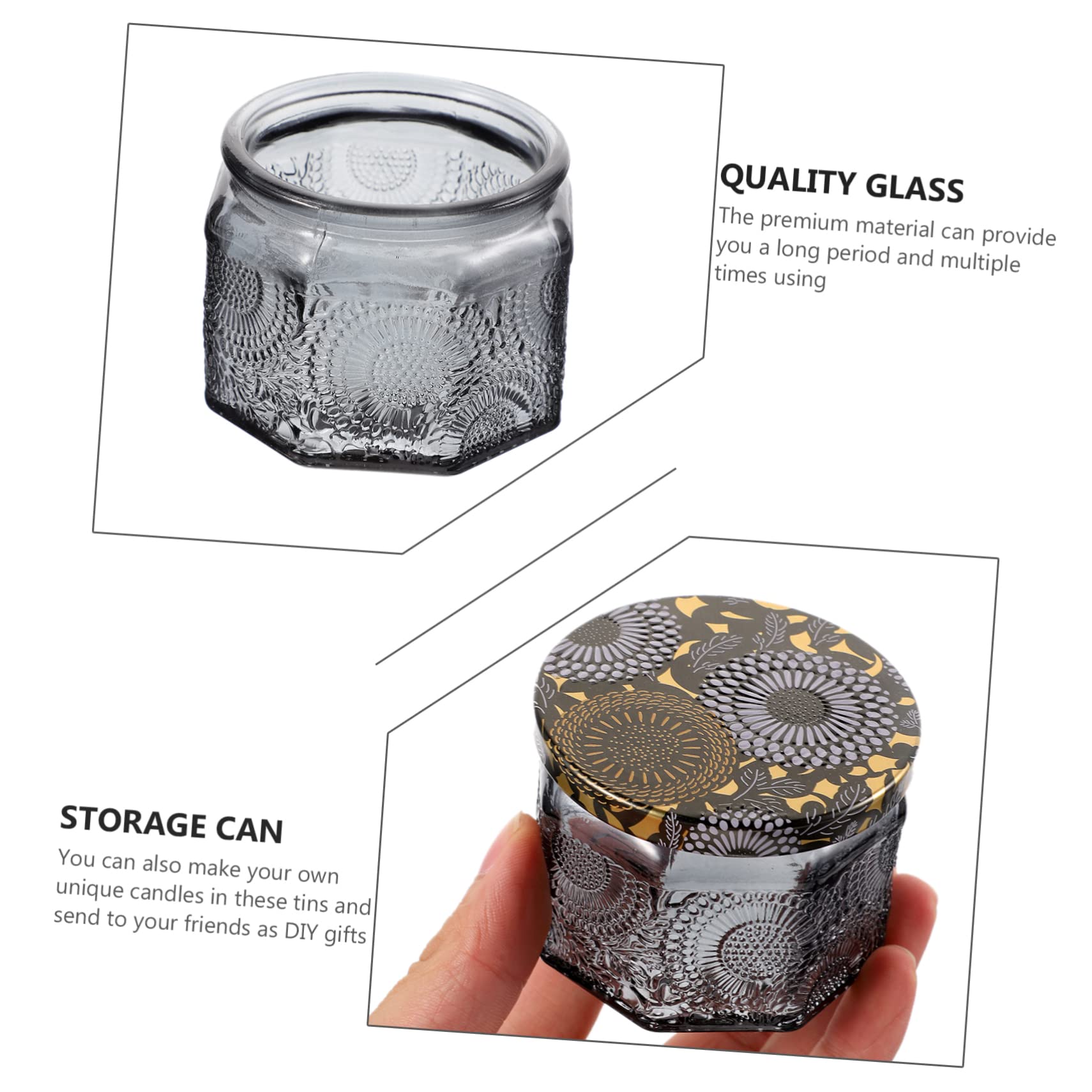 Mikikit Barattoli Di Vetro Goffrato Per Candele Profumate Con Coperchio, Set Da 14 Pezzi, Contenitori Per La Fabbricazione e Conservazione Di Candele, Per Aromaterapia, Relax e Decorazioni Domestiche