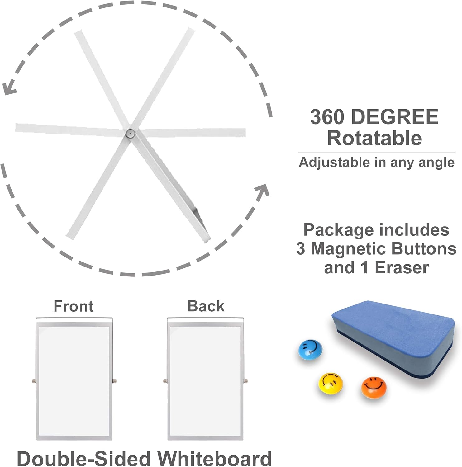 Small Whiteboard - 12 x 8 Dry Erase Magnetic Mini White Board - Portable for Children, Students, Kids and for Personal Use - Desktop, Tabletop for Office Includes Eraser and 3 Buttons