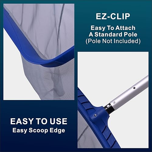 Miniatura 2 de POOLAZA Red de desnatador de piscina, cepillo de piscina de 17.5 pulgadas y poste de aluminio de 10.5 pies para piscina