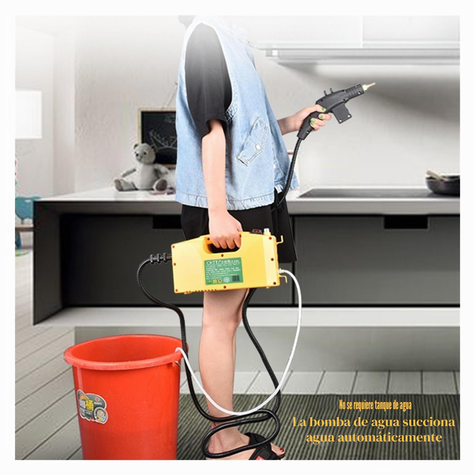 Limpiador a Vapor Industrial, Limpiador de Profesional 3000W, máquina Limpieza Alta presión con generador portátil for Cocina doméstica(Yellow-3000W)