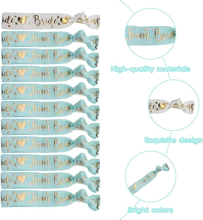 Set 11 Bracciali Sposa E Damigelle | Scritta Oro Rosa | Turchese E Bianco | Per Addio Al Celibato E Matrimoni - Foto 2