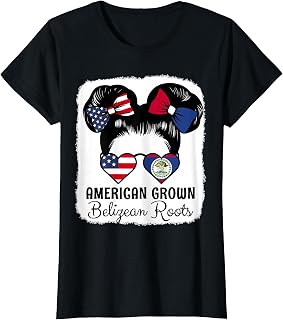 American Grown Belizean Roots Girl Belize Flag Heritage T-Shirt