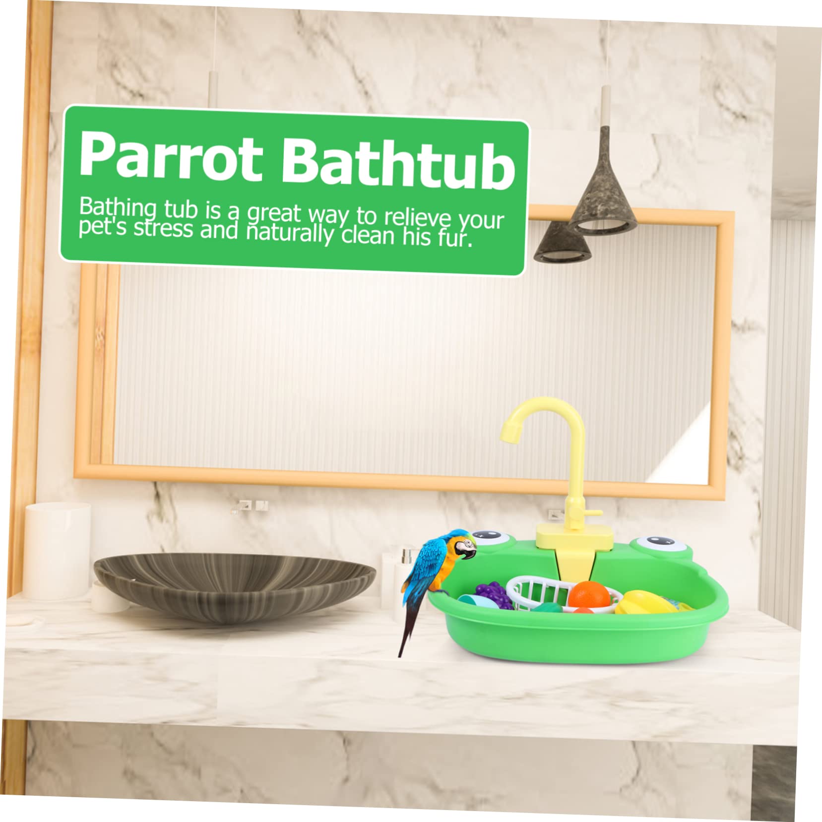 YARNOW Baignoire de Bain pour Perroquet Portable, Lot 1, Plastique | Usage Maison et Transport Extérieur, Accessoire pour Petit Animal, Bain de Sable, Entretien Quotidien