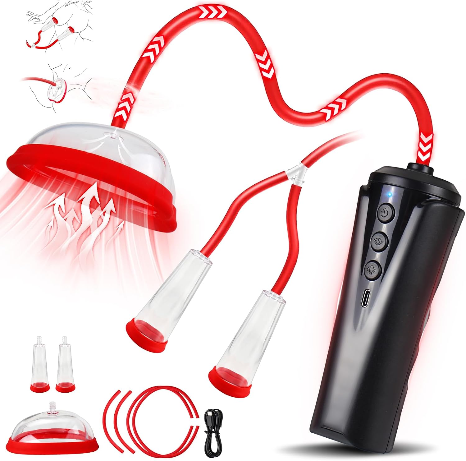 Pussy Pump Clitoral Pump Vacuum Pump with 3 Suction Levels & 7 Modes, Nipple Sucker Clit Sucker for Women Pleasure, Vagina Toy Female Women Sex Toys, BDSM Kit Adult Sex Toys for Couples Games