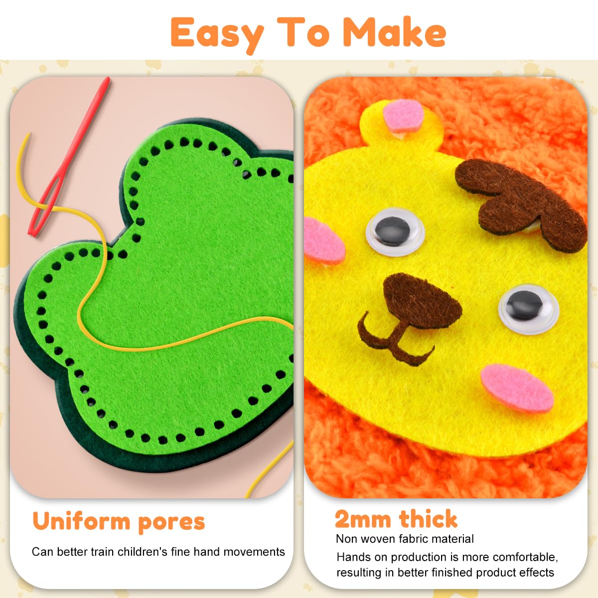 PATPAT® DIY Cartoon Non-Woven Sewing Craft Embroidery kit for Beginners, Set of 4 3D Cartoon Stuffed Ornament Bag Charms, Beginner-Friendly Hand Sewing Material Set for Creative Arts & Crafts Gift 3