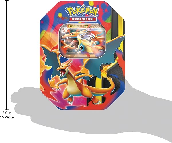 Pokémon: Lata Mega-Charizard de JCC Pokémon: Mega-Charizard Y ex de JCC Pokémon (4 Sobres de Mejora y 1 Carta holográfica de promoción) - 2