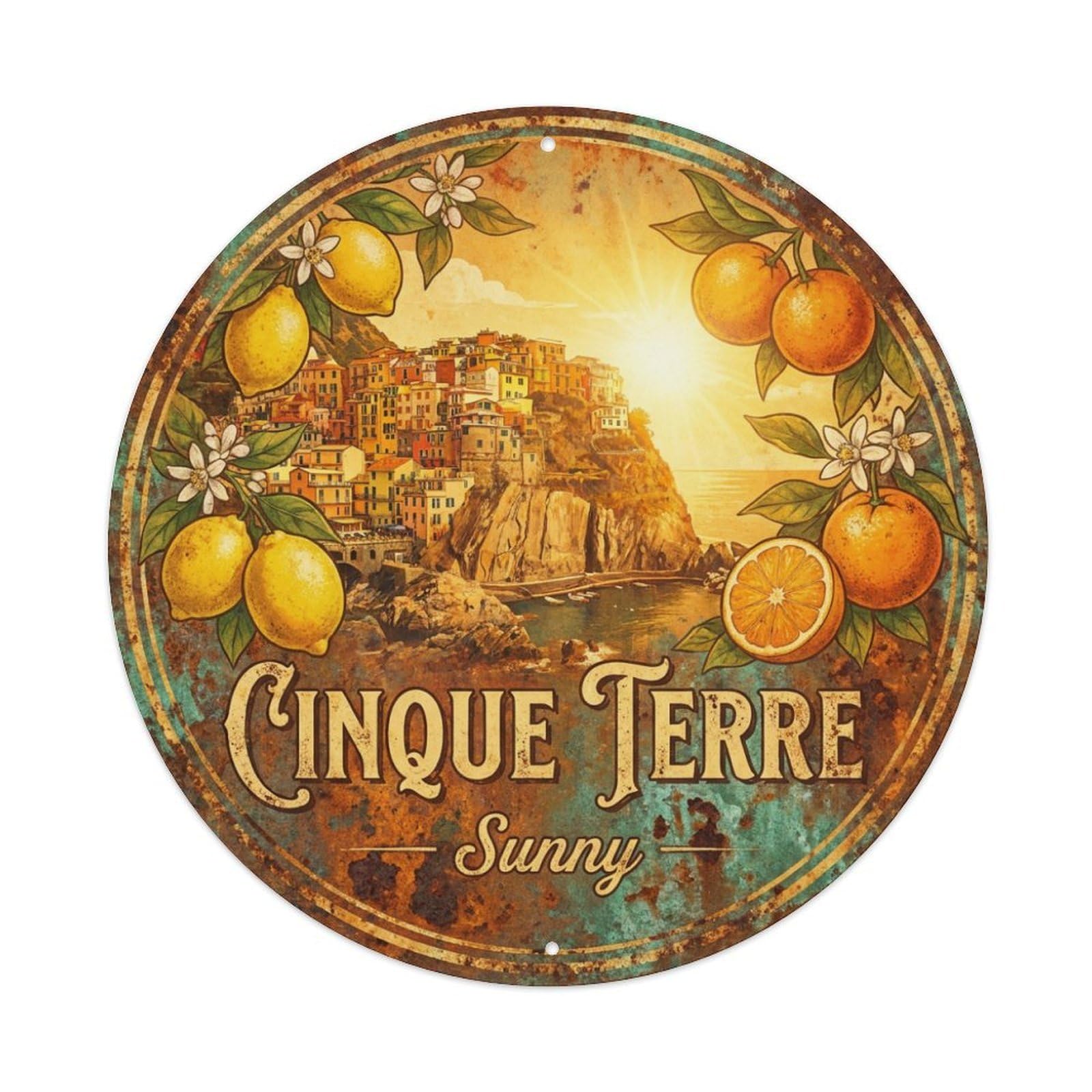 Metal Tin Sign Vintage Travel Italy Cinque Terre