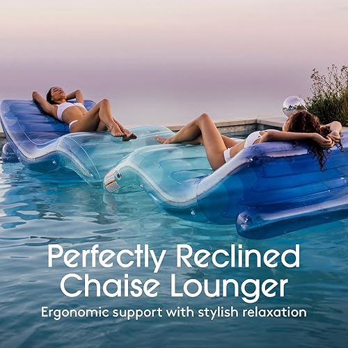 Miniatura 3 de FUNBOY Tumbona inflable gigante de lujo tricolor azul, flotador de piscina para adultos, material azul transparente, perfecto para una fiesta de