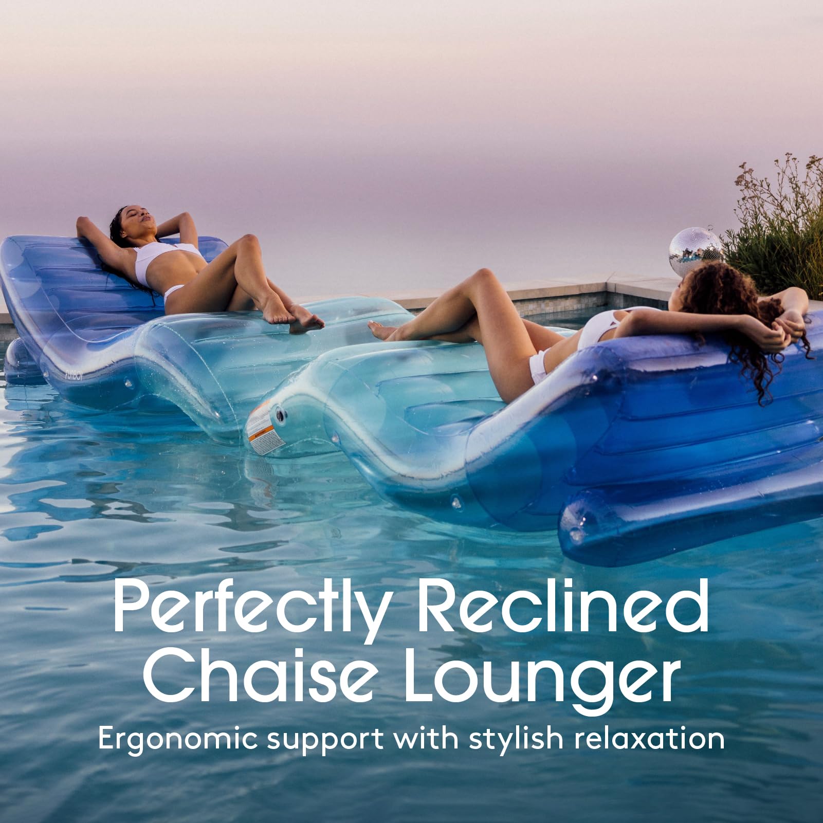 FUNBOY Chaiseliege, dreifarbig, Blau | Luxuriös, für Erwachsene, transparentes blaues Material, perfekt für Sommer-Pool-Party