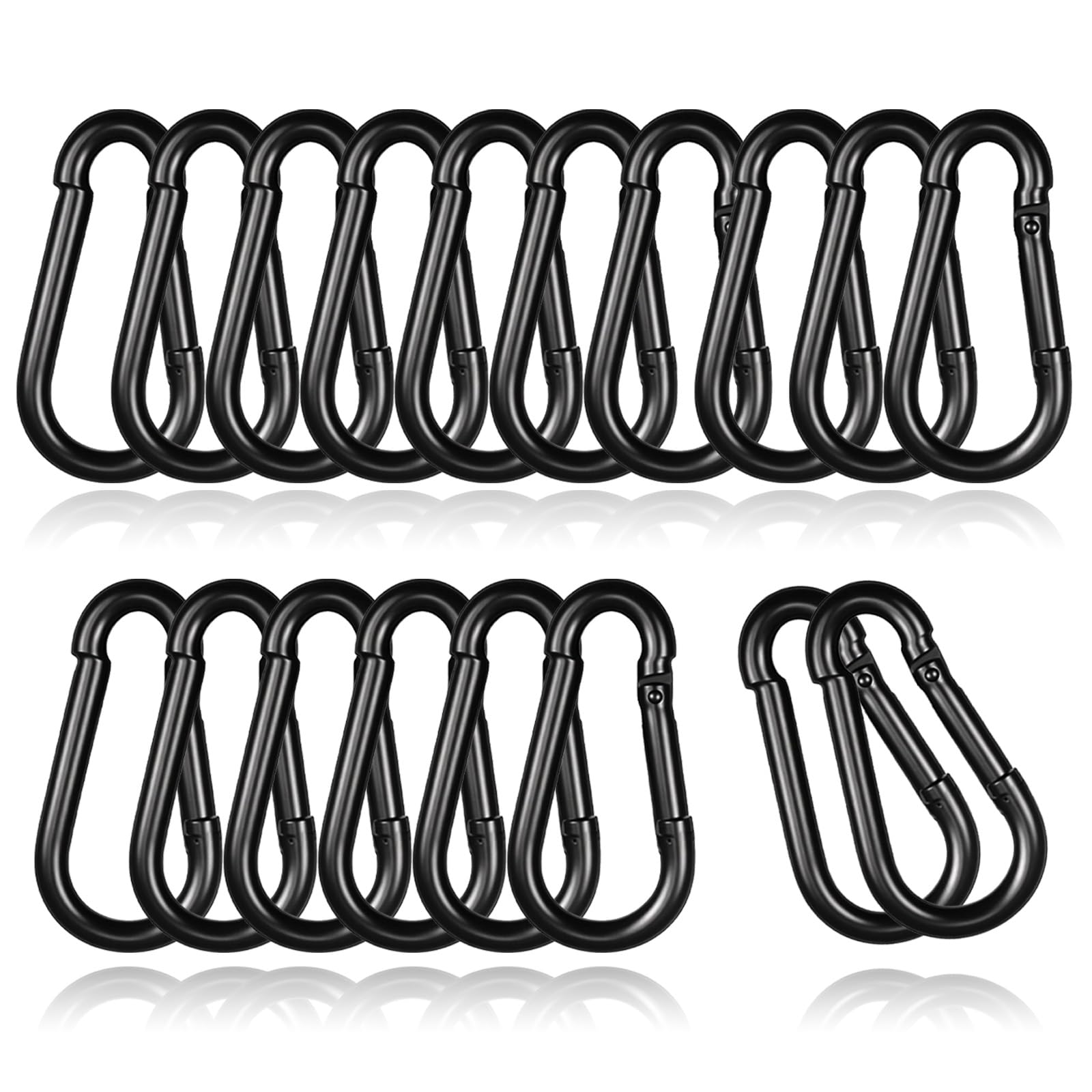 15PCS M5 Black Carabiner Clip, 3/16Inch Snap Hook Quick Link Small Clips