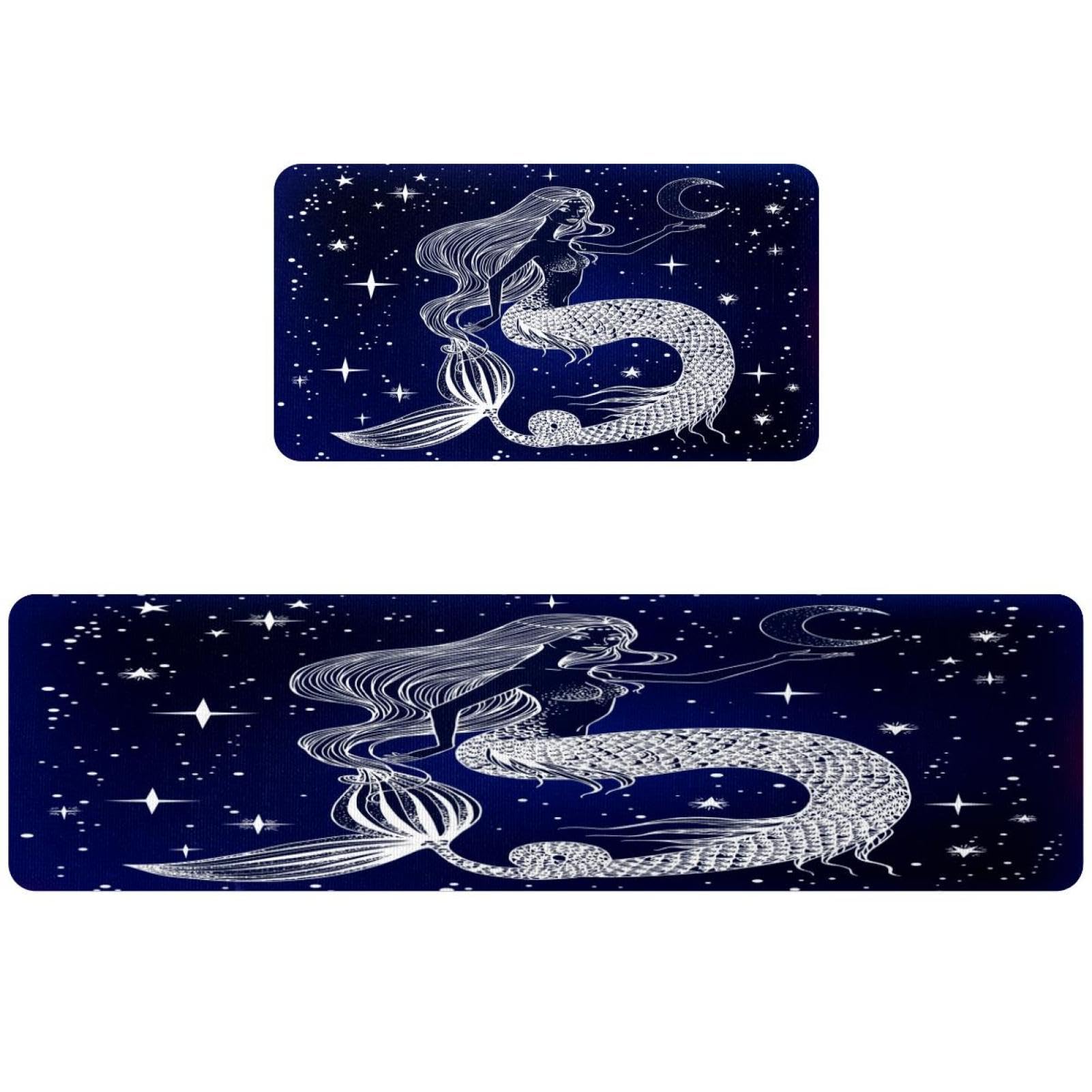 Tapis de cuisine sirène : lot de 2 parfaits pour égayer votre couloir et buanderie
