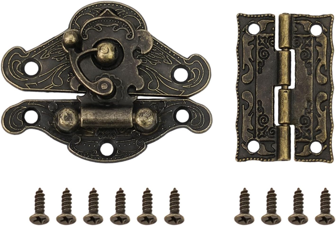 Add A Vintage Touch To Your Cabinets With Bronze Cabinet Hinge And Latch Set 6pcs/set, Perfect For Cupboards
