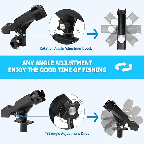 Miniatura 3 de LBW Soportes para caña de pescar para barco, soporte de caña de montar en cubierta lateral, soporte ajustable para caña de pescar kayak, soporte