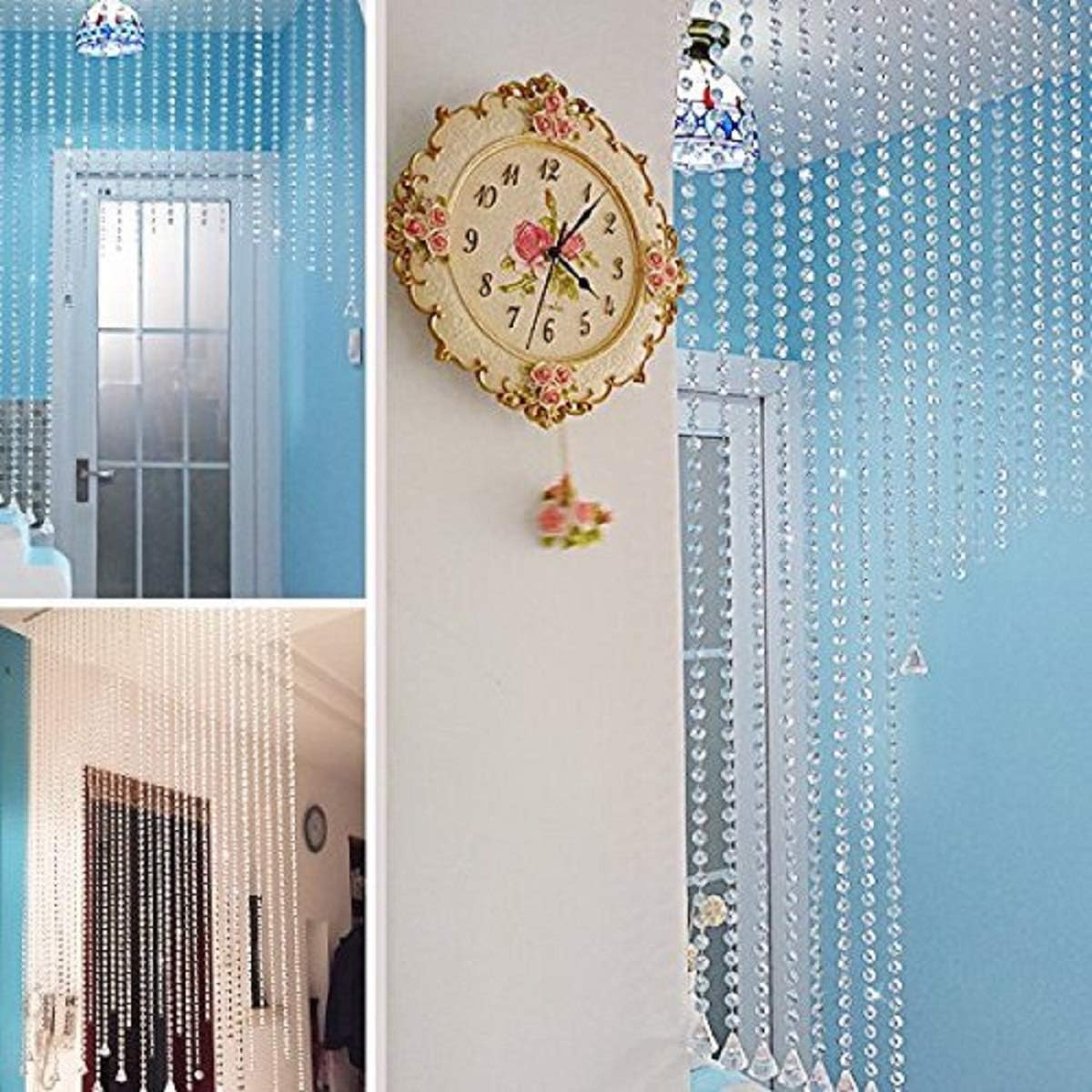 VOVOV 10 Pack (1000CM/30.5FT) Beaded Trim Clear Crystal Garland Chandelier Octagon Beads Chain