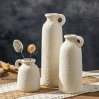 Vista 9 de Juego de jarrones de cerámica, jarrones de flores para decoración del hogar, decoración moderna de granja, centros de mesa de sala de estar, cocina