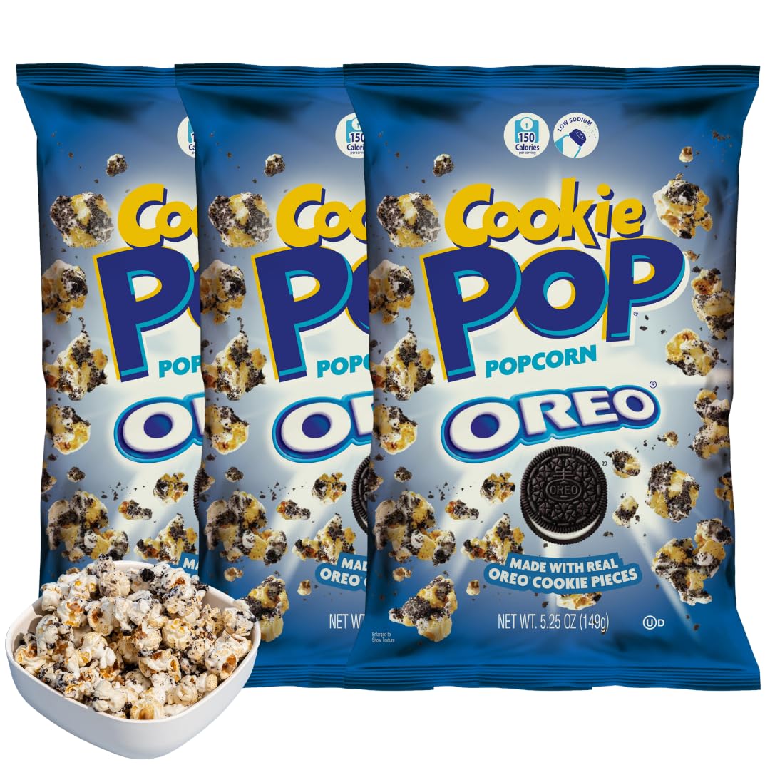 COOKIE POP Oreo Cookie Coated Popcorn (5.25oz bags, 3-Pack)