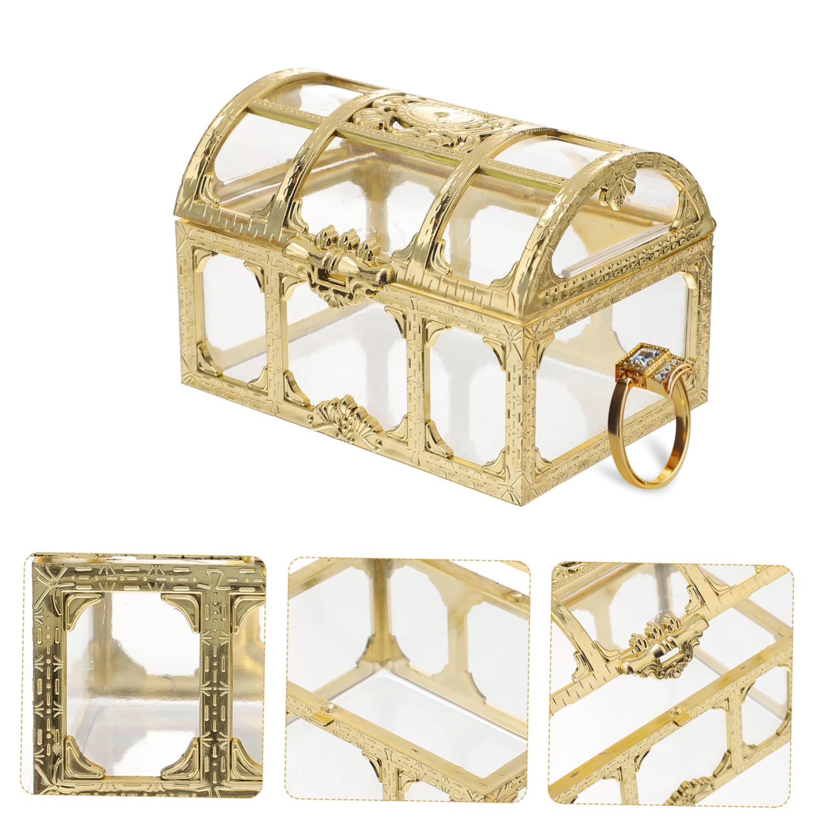 BESPORTBLE 2Pcs Transparent Plastic Pirate Treasure Box Decorative Jewelry Storage Chest for Keepsakes Trinkets Gemstones for Friends and Family