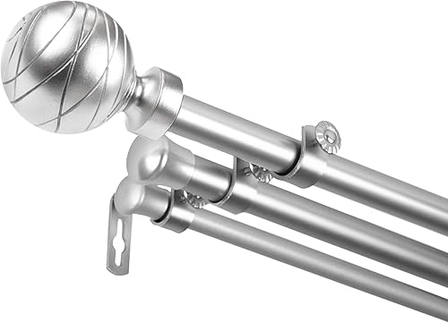 Miniatura 2 de Rod Desyne Harris - Barra de cortina triple de 1316 pulgadas, 28-48 pulgadas, níquel satinado