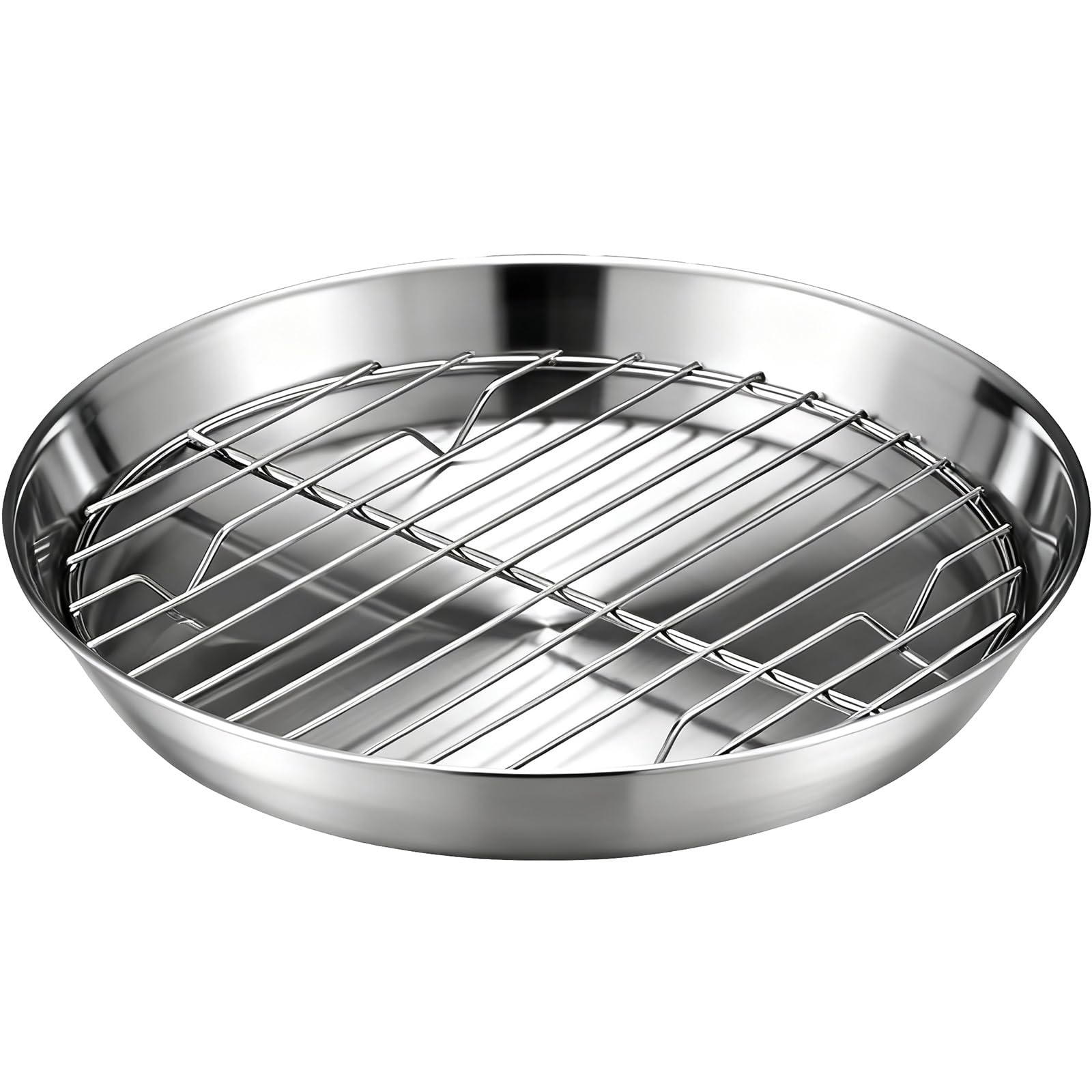 Zestaw Blach do Pieczenia, Blachy do Pieczenia Ciastek, Okrągła Metalowa Taca z Kratką Chłodzącą, Taca ze Stali Nierdzewnej 304 do Odsączania Wody, Tacka Ociekowa na Olej(24.5cm/10in)
