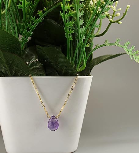 Miniatura 3 de Gempires Natural Citrine Faceted Pear Pendant Necklace, 9 x 13 mm Pear With 14k Yellow Gold Plated 18 + 2 Inch Adjustable Chain (Citrine)