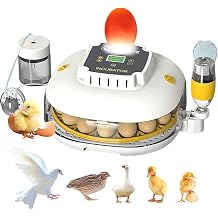 22 Egg Incubator with Automatic Egg Turning and Drying and Humidity Control, Incubators for Hatching Eggs Chicken Ducks Goose Quail, Built-In Egg Candler, Air Vent, Fully Automatic Incubator