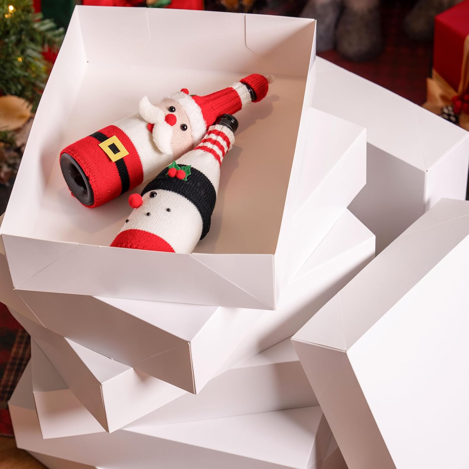JOYIN 12PCS 17" x 13" x 4" Christmas Large Gift Boxes with Lids for Presents, Xmas Holiday Birthday Shirt Clothing Gift Boxes, Plain White Cardboard Wrapping Box for Robe, Hat, Sweater and Coat