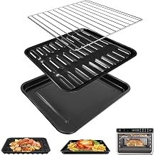 GCQ 3PCS Air Fryer Grill Pan Basket Wire Rack Set for Ninja DT251 DT201 DT200 Foodi XL Air Fry Oven,Air Fryer Grill Plate Crisper Plate Mesh Wire Racks Accessories Replacement Parts,Dishwasher Safe