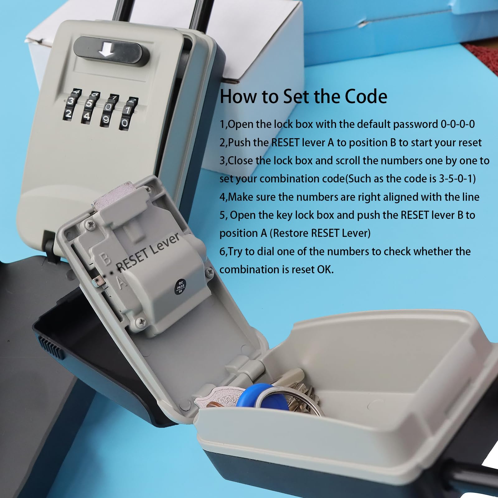 Sepox Key Shackle Lock Box For Keys 4 Digit Key Storage SEPOX Metal Key Lock Box ...