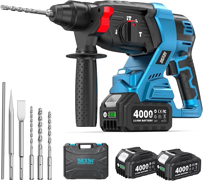 Seesii 1 inch Cordless SDS Plus Rotary Hammer Drill, 2.5J