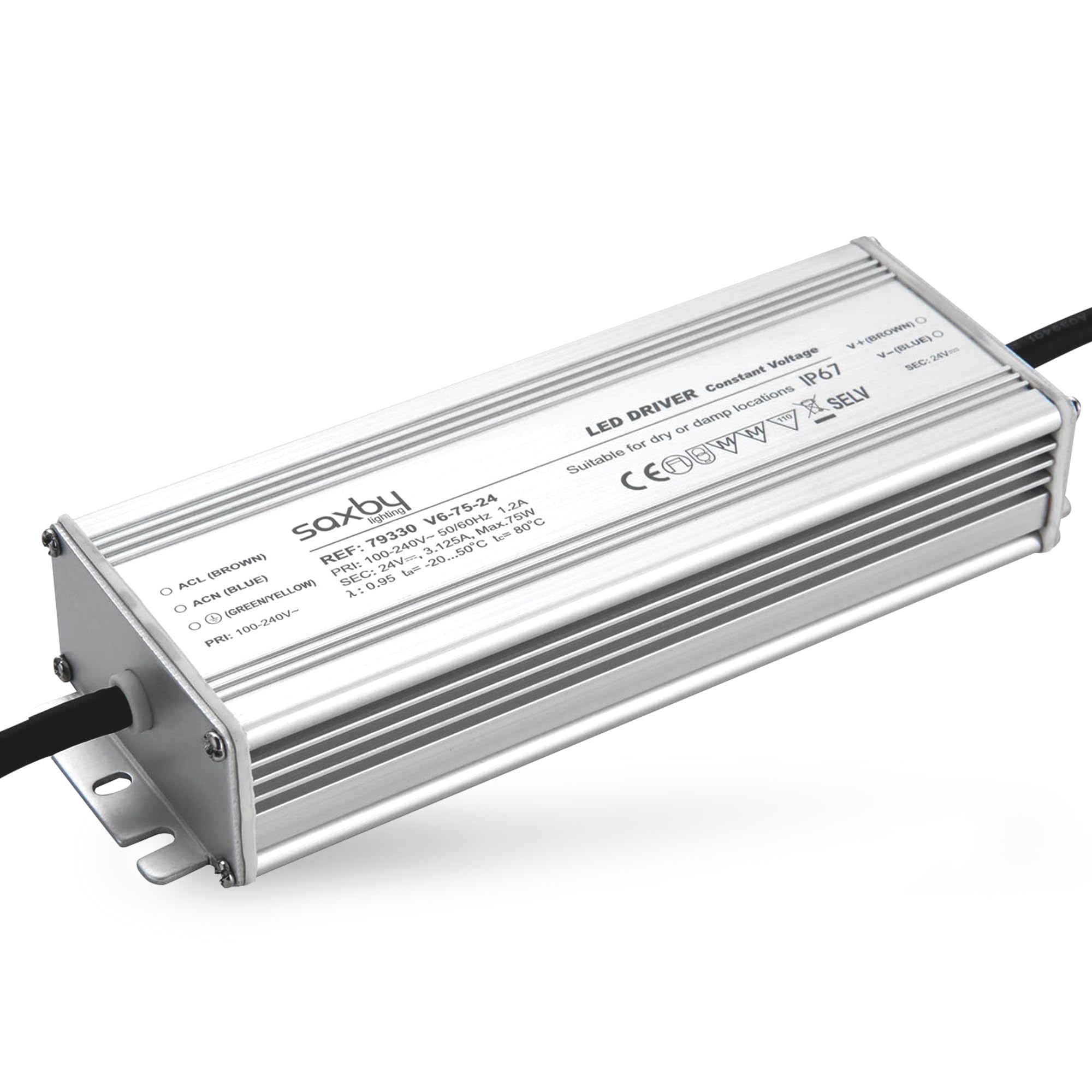 Constant Voltage LED Driver 75W 24V IP67 Rated for Outdoor LED Lighting