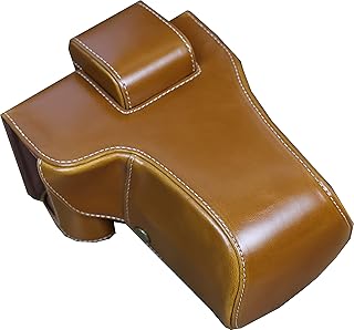 X-T5 Case, BolinUS Handmade PU Leather FullBody Camera Case Bag Cover for Fujifilm Fuji X-T5 XT5 with 16-80mm lens Bottom Opening Version + Neck Strap + Mini Storage Bag (Brown)