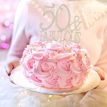 50 & Fabulous Cake Topper 50th Birthday Anniversary Decor For Women Men 50th Birthday Decorations Gold