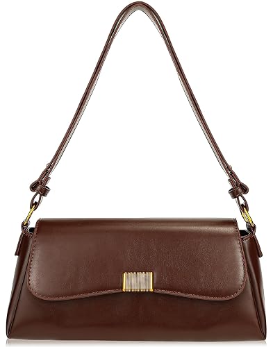 Farcauo Small Purses for Women Vintage Shoulder Bags Women's Tote Handbags Trendy Crossbody Bag, Adjustable Strap Shoulder Bag PU Leather Dark Brown Clutch Purse