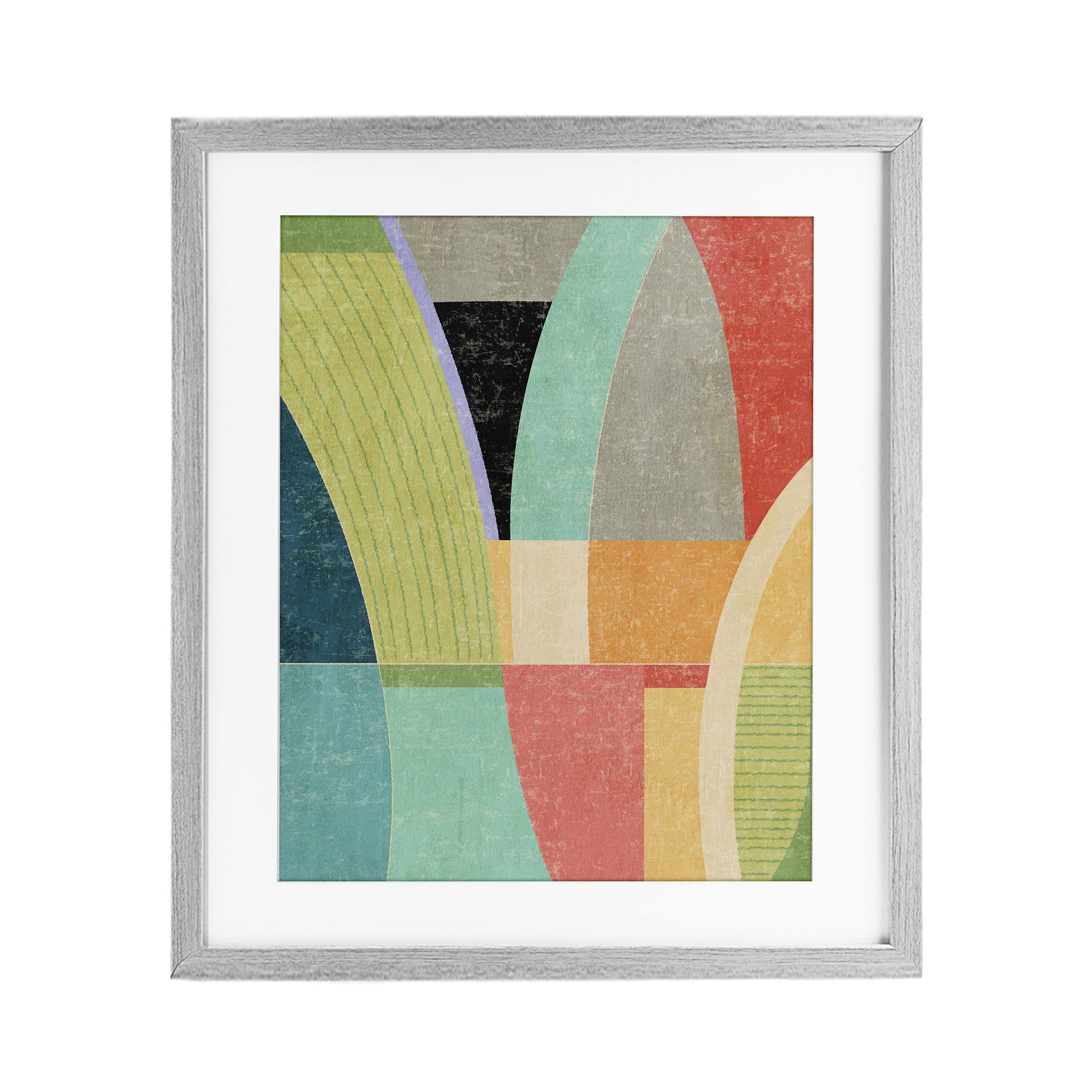 Stupell Industries Farmhouse Gray (Textured) Retro Geometric Archways, 17 X 21 Inch Framed Print Under Glass