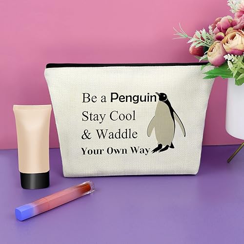 Miniatura 2 de Sazuwu Regalos para amantes de los animales, bolsa de maquillaje para mujer, Sé un pingüino, mantente fresco y camina a tu manera