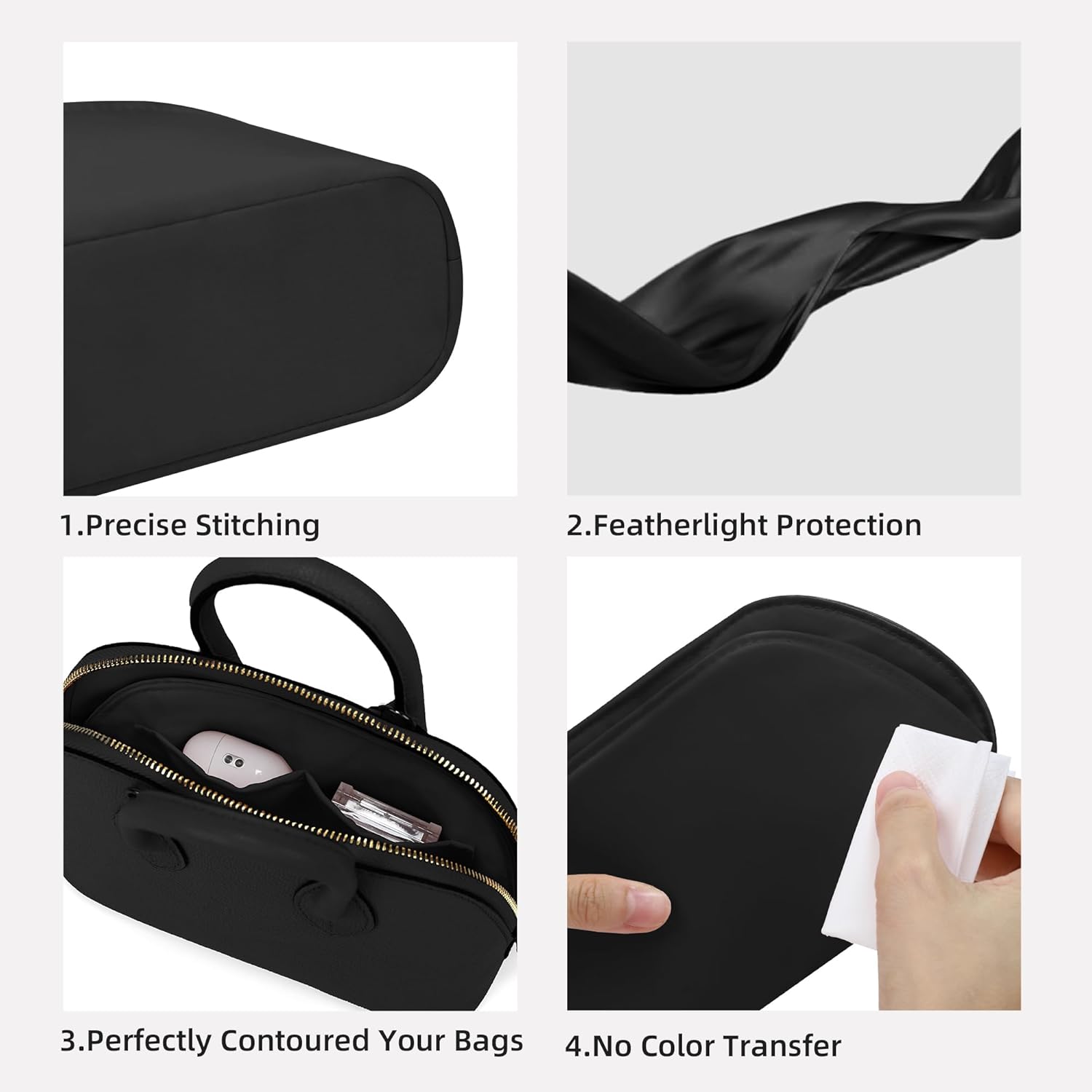 DGAZ Silk Purse Organizer Insert Fits Bolide 1923mini/25/27/31/35,Silky Smooth Bag Organizer，Luxury Handbag & Tote Shaper(Black,1923 Bolide mini)