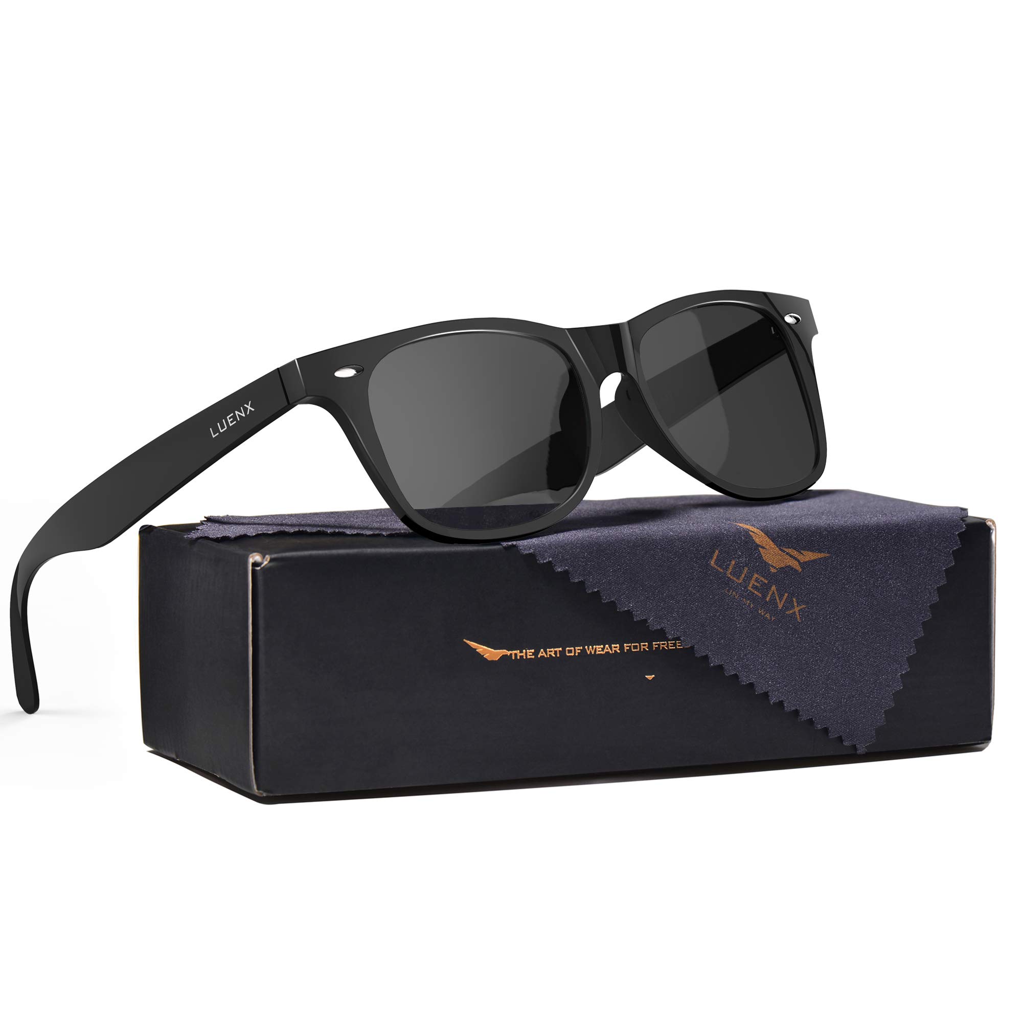 Mens Sunglasses Polarized Womens UV 400 Protection 54MM,by LUENX with Case