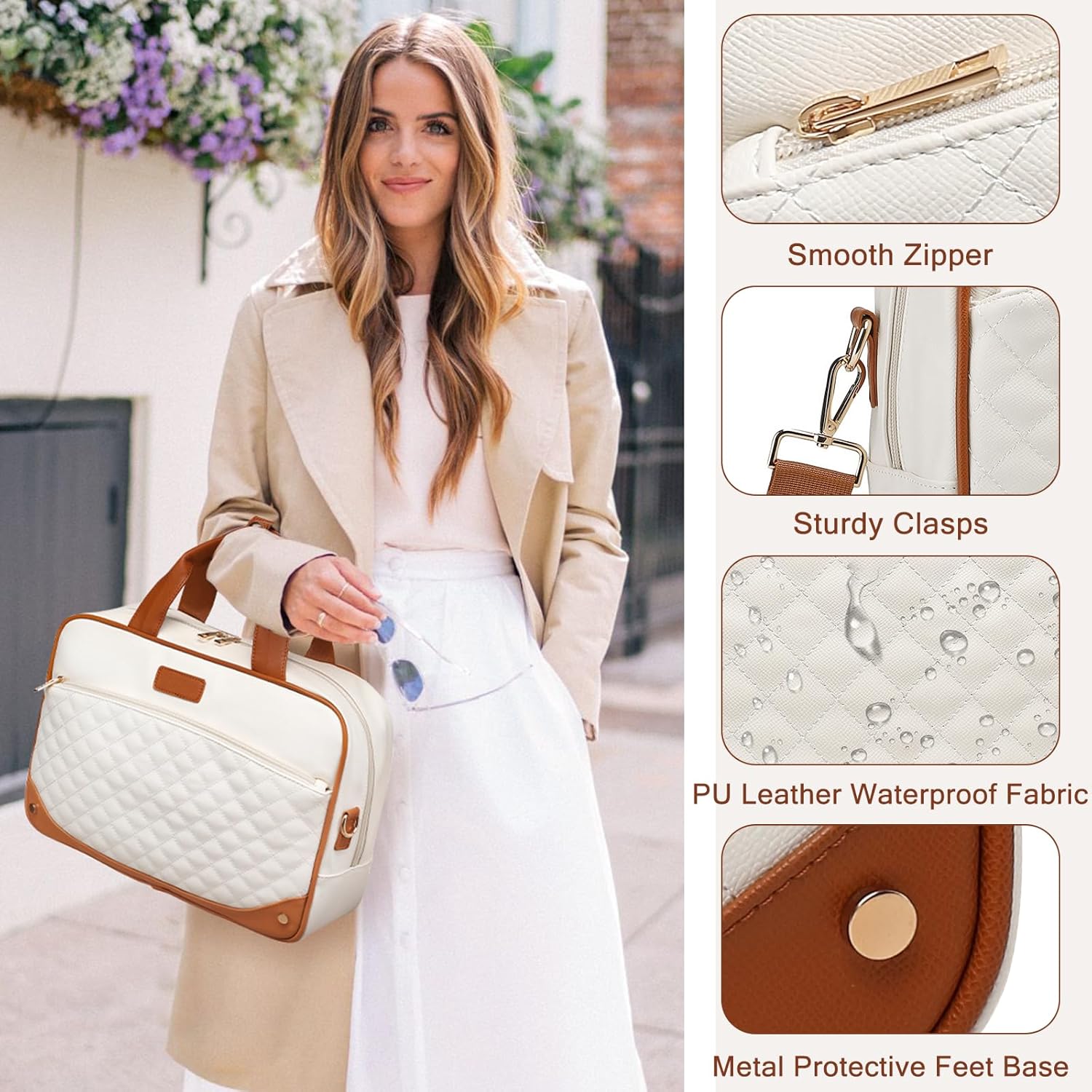 Leather Laptop Briefcase for Women 15.6 Inch Laptop Work Bag Waterproof Computer Bag for Women with Clutch Purse - Image 6