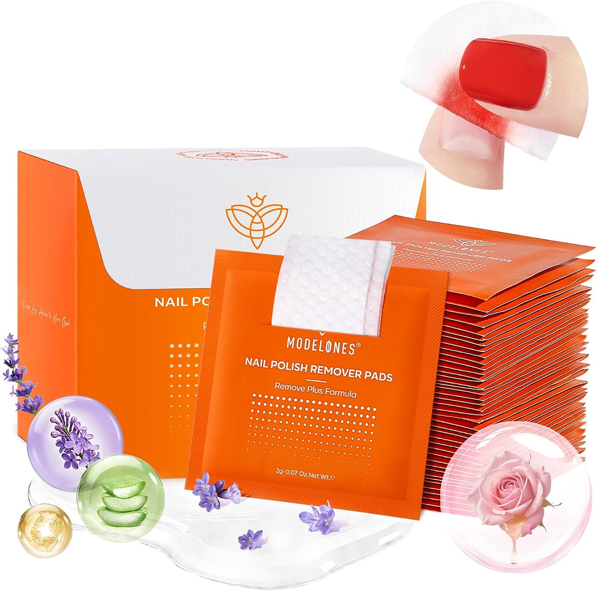 Almohadillas quitaesmalte de uñas con acetona, 50 unidades, rosa | Glicerina hidratante, envuelta individualmente, suave y rápida, tamaño grande, portátil, uso en salón
