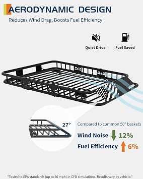 GarveeLife 46 x 36 Universal Roof Rack Cargo Carrier Basket, 200 Lbs Capacity Rooftop Cargo Rack, Car Top Luggage Holder Basket Heavy Duty for SUVs, Trucks, Vehicles