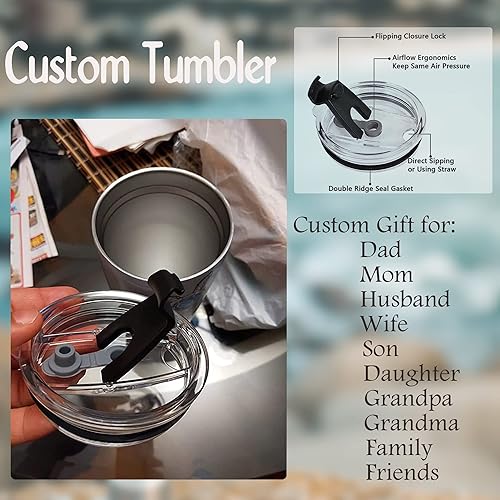 Miniatura 8 de Personalized Coffee Tumbler with Pictures for Dad Mom, Insulated Stainless Steel Travel Mug Custom Photo Name Text Cup, Birthday Mother Fathers Day