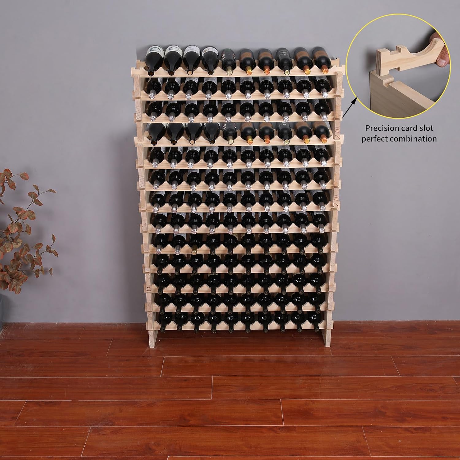 Wine Rack Cabinet 130 Bottle Wooden Stackable Storage freestanding Floor Modular Wine Cellar Shelf