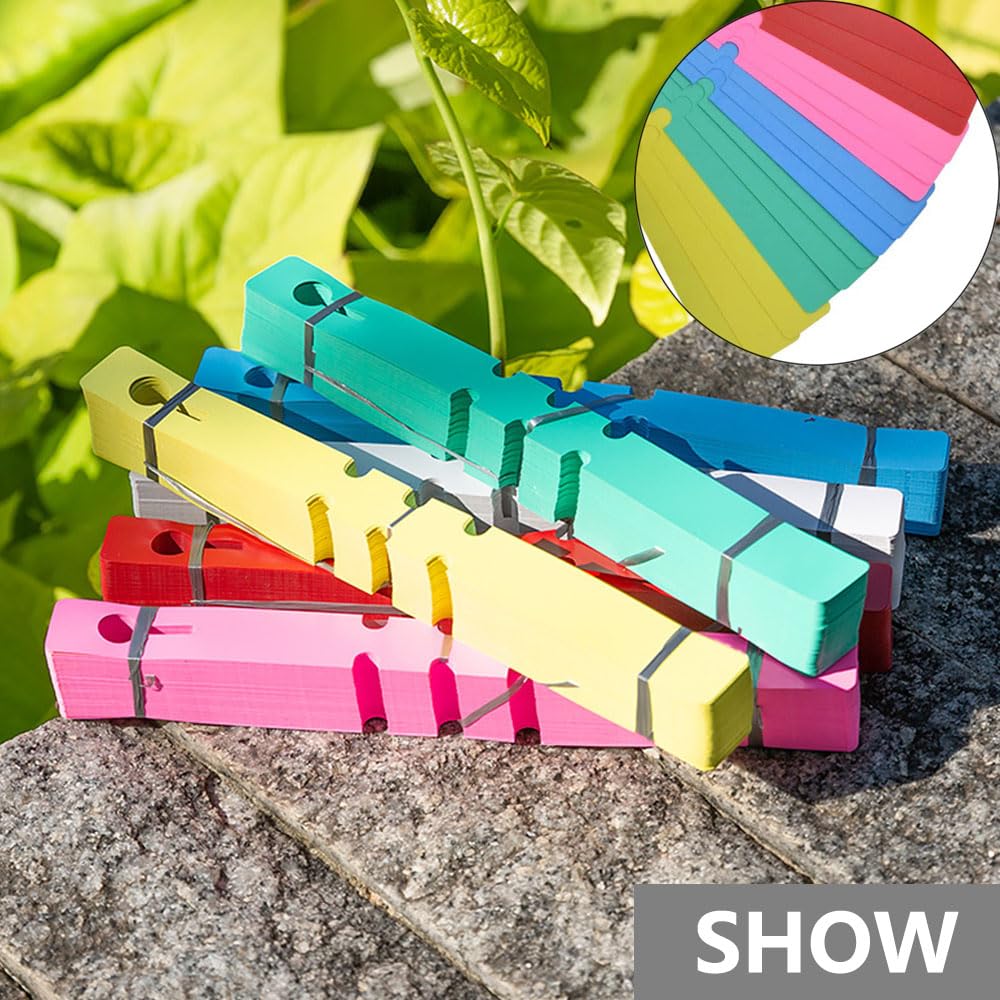 Lot de 600 étiquettes réglables à suspendre pour plantes et étiquettes imperméables, plastique/bois, grande zone d'écriture, réutilisables pour graines, légumes, fleurs