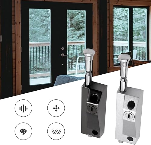 Miniatura 5 de MY MIRONEY Cerradura de puerta corredera negra para puertas de patio de vidrio de ventana Cerradura de seguridad auxiliar (utiliza llave de bloqueo