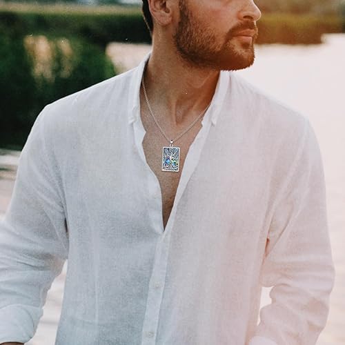 Miniatura 2 de YAFEINI Collar de plata de ley con colgante de pentagrama de pentagrama de triple luna y diosa pagana, amuleto mágico Wicca para mujeres y hombres