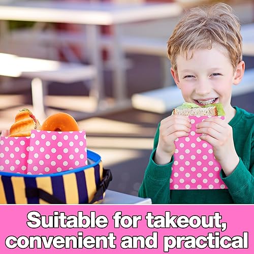 Miniatura 4 de Qilery 800 bolsas pequeñas de papel para galletas, de 5 x 7 pulgadas, con patrón de lunares, bolsas de papel plano para sándwich, bolsas de dulces